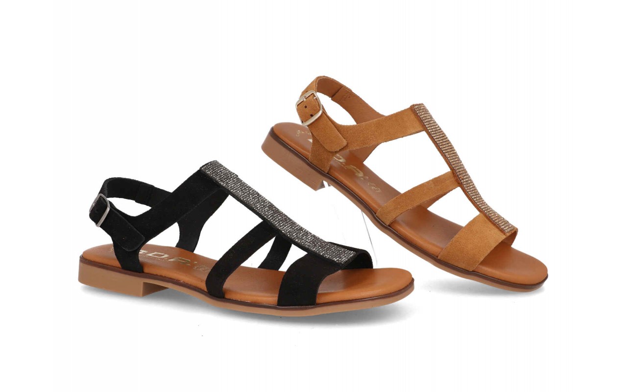 SANDALIA PLANA PARA SEÑORA EN PIEL DE VARIOS COLORES PLANTA DE GEL-FABRICADO EN ESPAÑA