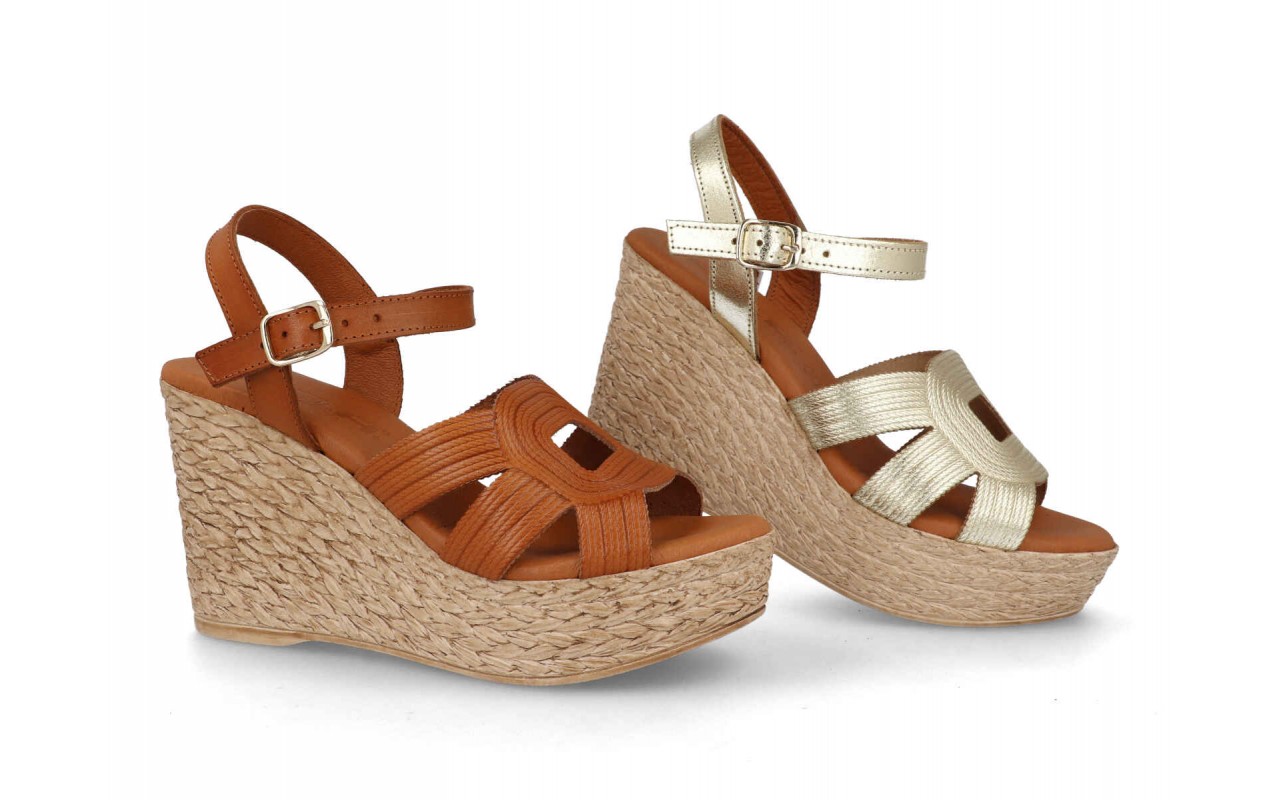 SANDALIA PARA SEÑORA EN PIEL VARIOS COLORES CON PLANTA DE GEL Y CUÑA DE 9CM-FABRICADO EN ESPAÑA