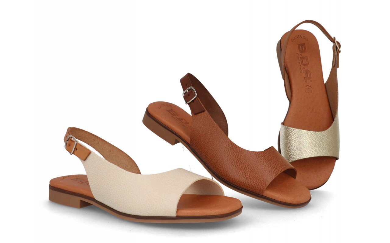 SANDALIA PLANA PARA SEÑORA EN PIEL DE VAARIOS COLORES CON PLANTA DE GEL-FABRICADO EN ESPAÑA