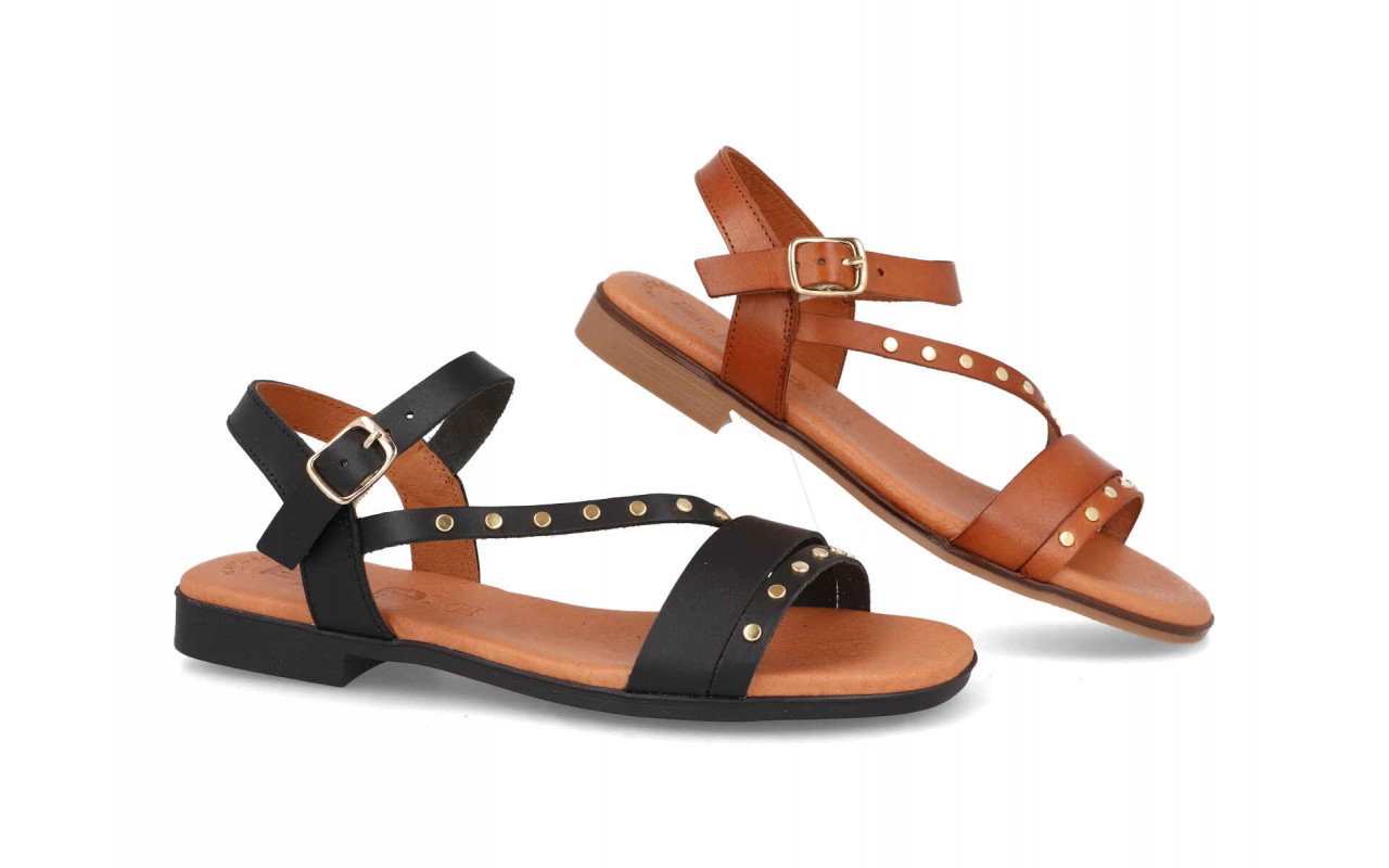 SANDALIA PLANA PARA SEÑORA PIEL DE VARIOS COLORES CON PLANTA DE GEL-FABRICADO EN ESPAÑA