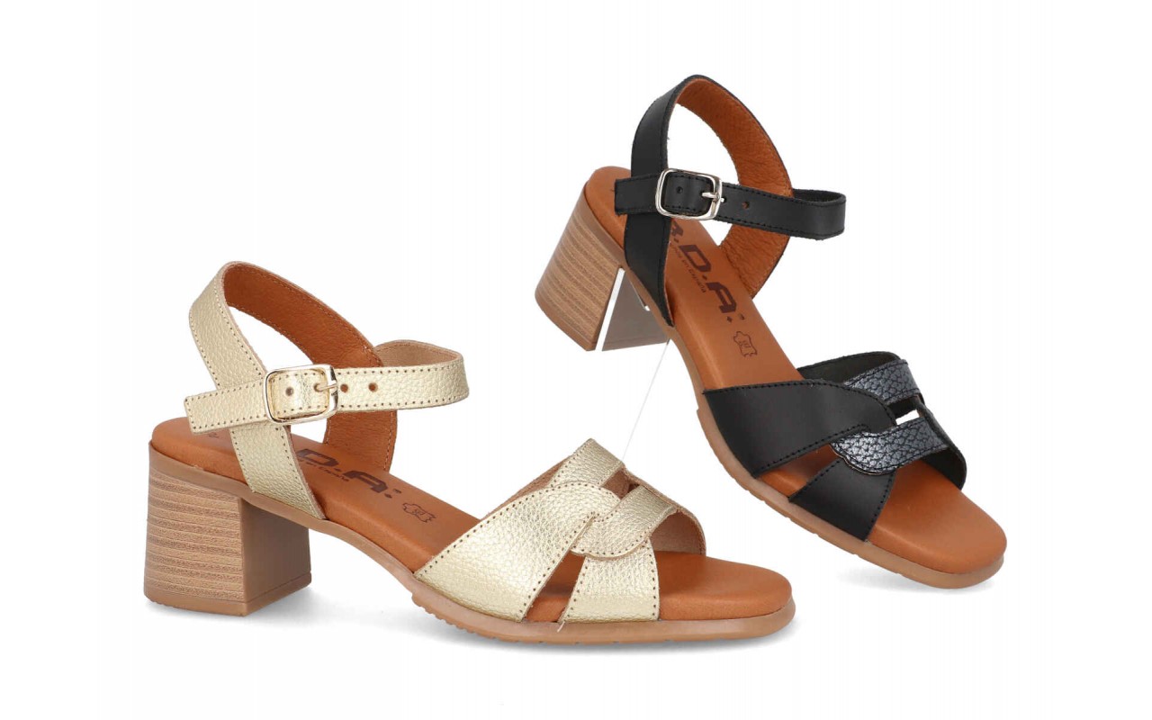 SANDALIA PARA SEÑORA EN PIEL VARIOS COLORES PLANTA DE GEL Y TACON DE 5,5CM-FABRICADO EN ESPAÑA 1 SANDALIA PARA SEÑORA EN PIEL VARIOS COLORES PLANTA DE GEL Y TACON DE 5,5CM-FABRICADO EN ESPAÑA