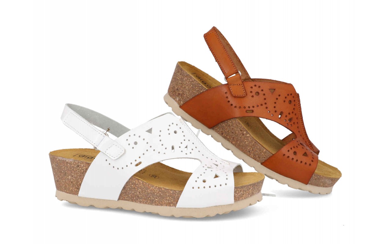 SANDALIA PARA SEÑORA PLANTA BIO CON CUÑA DE 5CM EN PIEL VARIOS COLORES-FABRICADO EN ESPAÑA