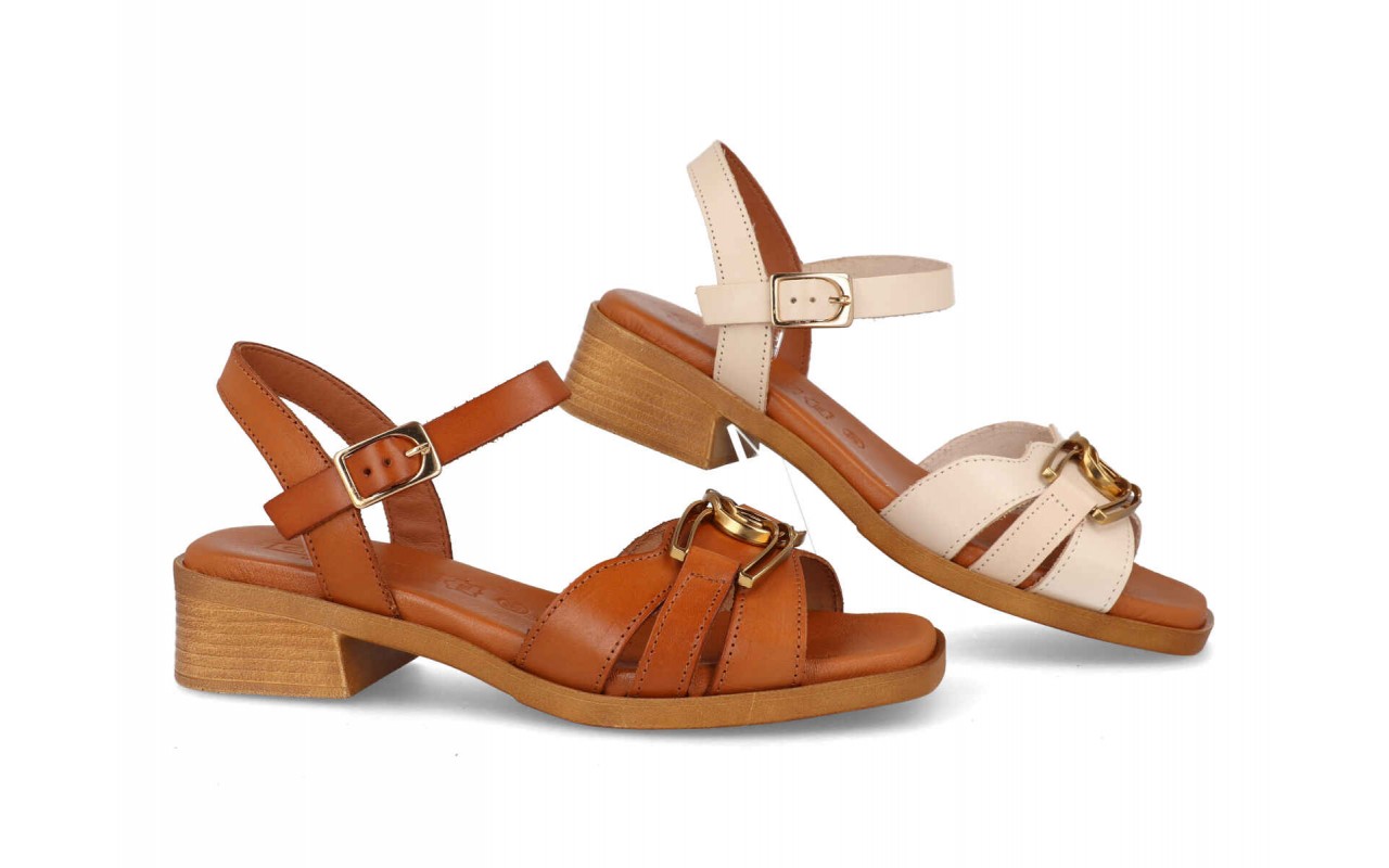 SANDALIA CON TACON PARA SEÑORA EN PIEL VARIOS COLORES CON PLANTA DE GEL-FABRICADO EN ESPAÑA