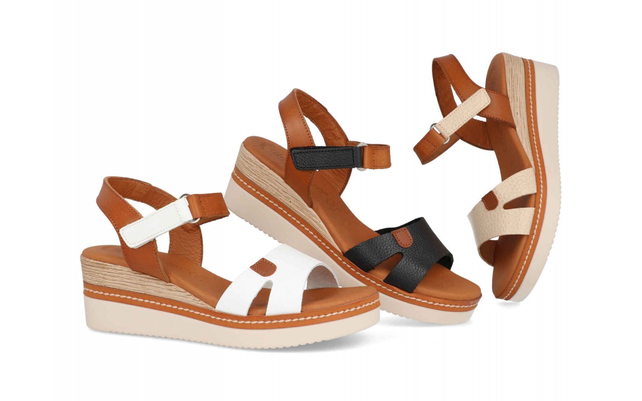 SANDALIA PARA SEÑORA VARIOS COLORES PLANTA DE GEL CUÑA MEDIA-FABRICADO EN ESPAÑA