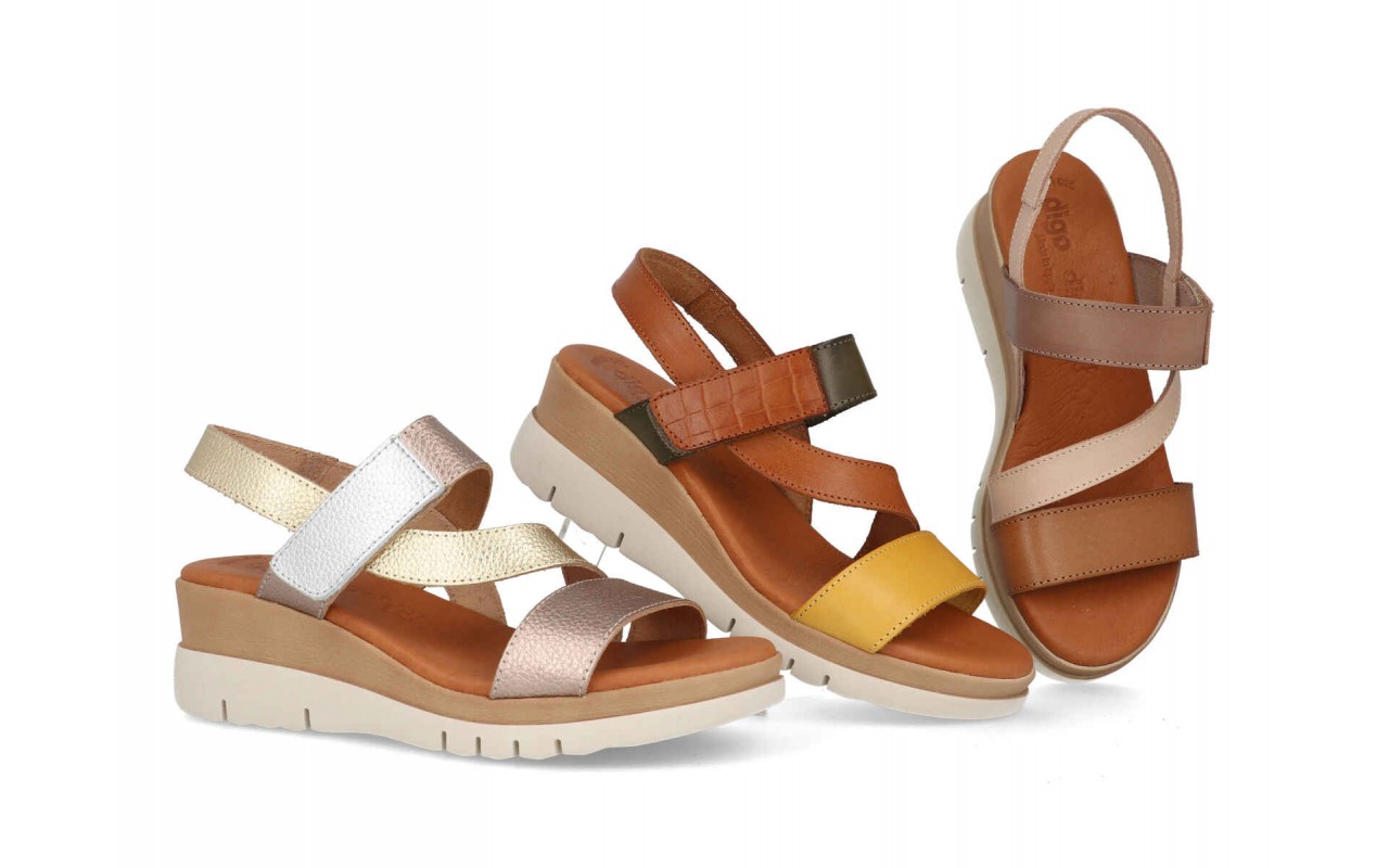 SANDALIA PARA SEÑORA EN PIEL VARIOS COLORES PLANTA DE GEL CUÑA MEDIA-FABRICADO EN ESPAÑA 1 SANDALIA PARA SEÑORA EN PIEL VARIOS COLORES PLANTA DE GEL CUÑA MEDIA-FABRICADO EN ESPAÑA