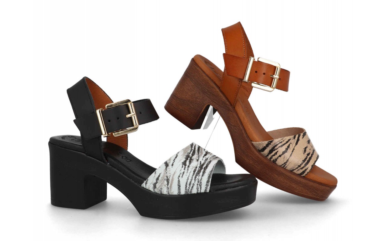 SANDALIA PARA SEÑORA EN PIEL DE VARIOS COLORES PLANTA DE GEL Y TACON DE 7CM-FABRICADO EN ESPAÑA