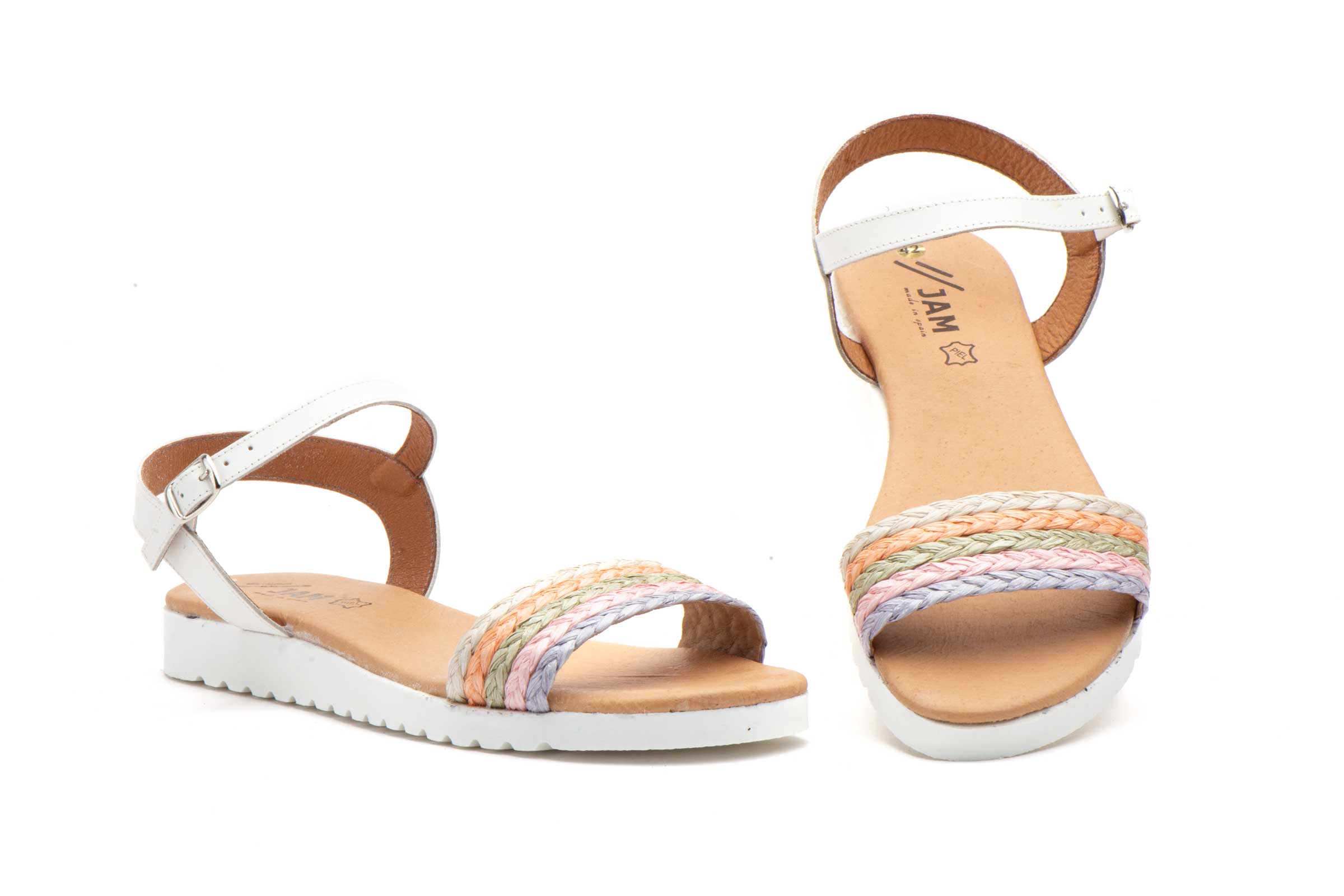 SANDALIA PARA SEÑORA XXL PLANA EN PIEL DE COLOR BLANCO CON PLANTA DE GEL DEL 42 AL 45-FABRICADO EN ESPAÑA 1 SANDALIA PARA SEÑORA XXL PLANA EN PIEL DE COLOR BLANCO CON PLANTA DE GEL DEL 42 AL 45-FABRICADO EN ESPAÑA