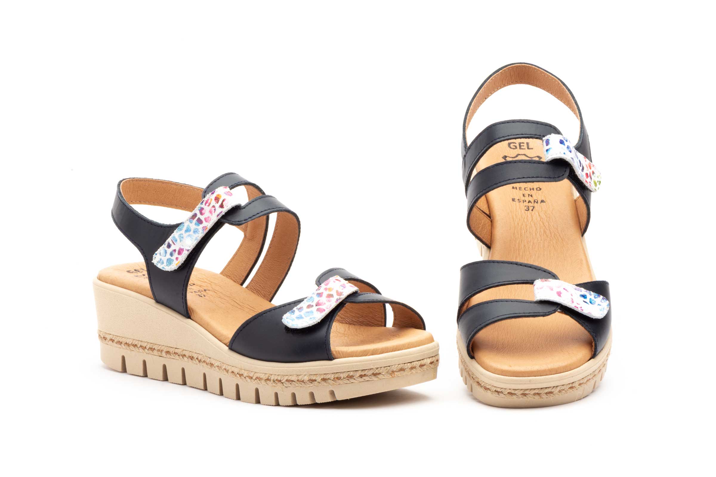 SANDALIA CUÑA MEDIA PARA SEÑORA CON PLANTA DE GEL EN PIEL DE VARIOS COLORES-FABRICADO EN ESPAÑA 4 SANDALIA CUÑA MEDIA PARA SEÑORA CON PLANTA DE GEL EN PIEL DE VARIOS COLORES-FABRICADO EN ESPAÑA - Imagen 4