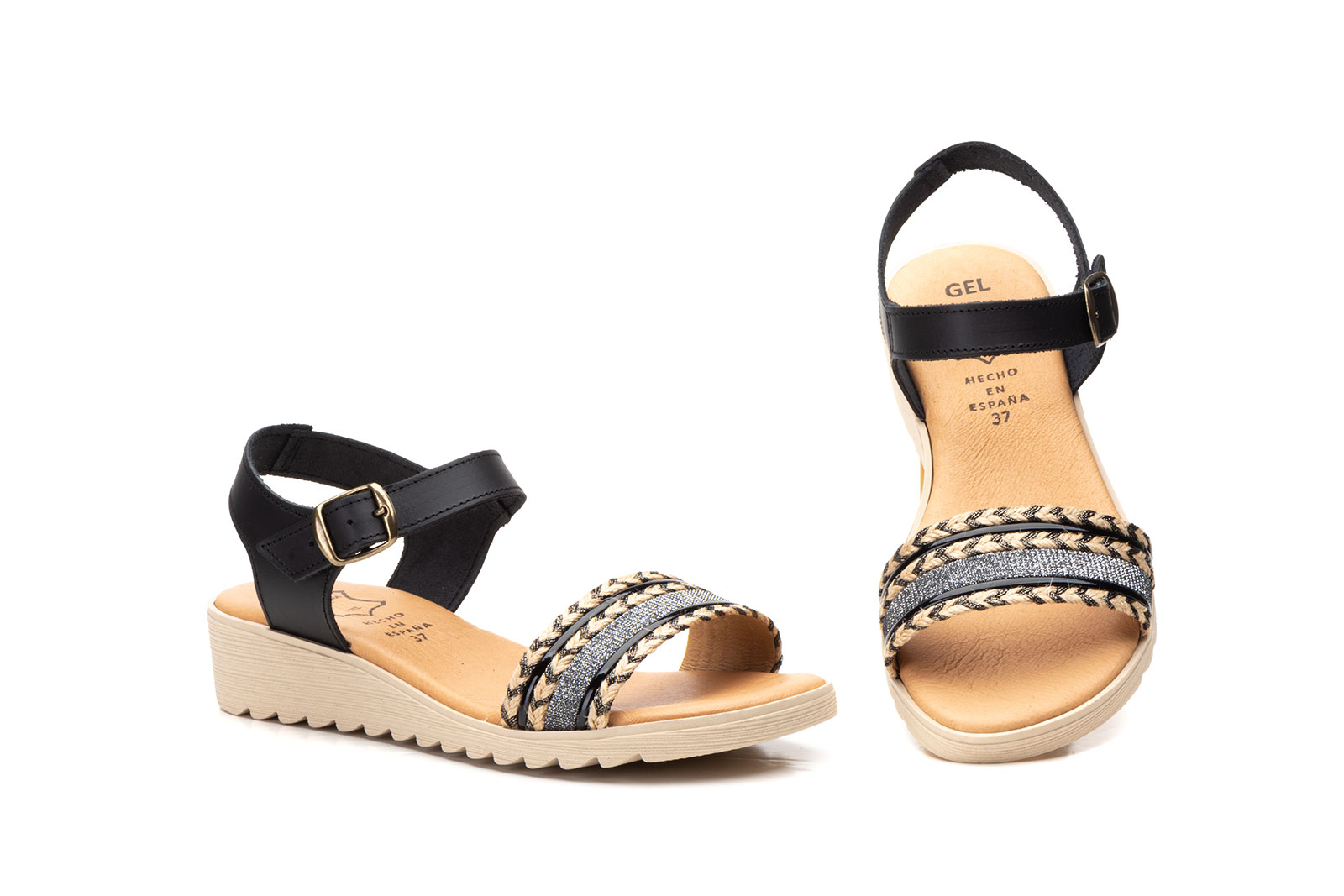 SANDALIA PARA SEÑORA PLANA CON PLANTA DE GEL EN PIEL VARIOS COLORES-FABRICADO EN ESPAÑA