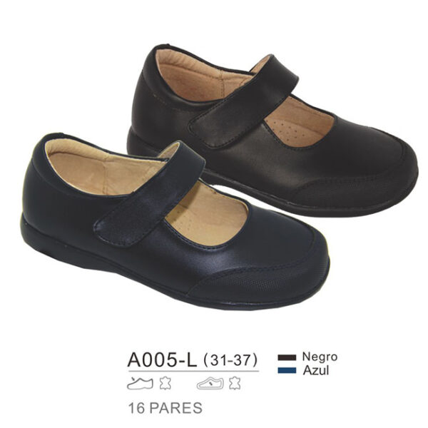 Zapato colegial tipo mercedita con velcro Bubble A005 (24-37) - Image 3