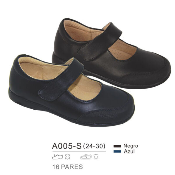 Zapato colegial tipo mercedita con velcro Bubble A005 (24-37) - Image 4