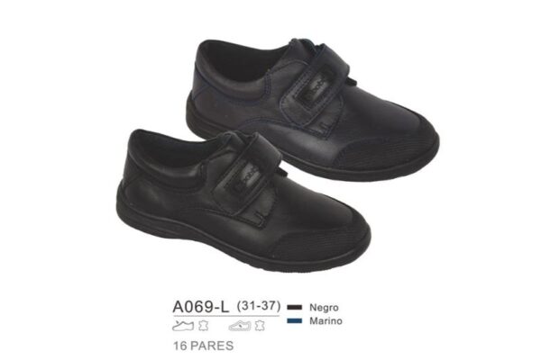Zapato colegial negro con velcro para niño Bubble A069 (25-37)