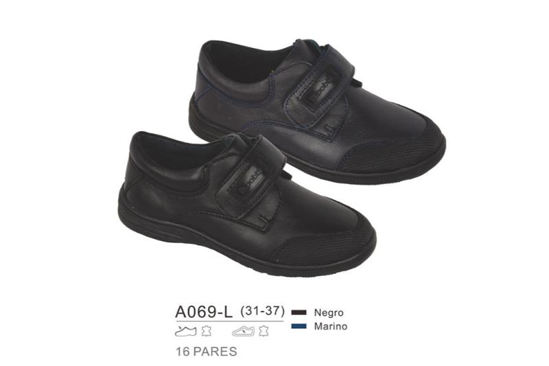 Zapato colegial negro con velcro para niño Bubble A069 (25-37)