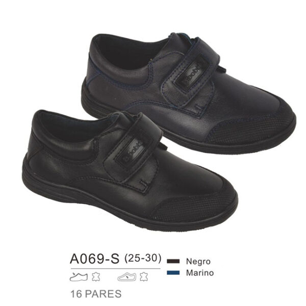 Zapato colegial negro con velcro para niño Bubble A069 (25-37) - Image 3