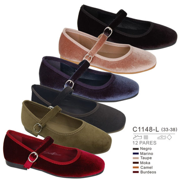 Merceditas de terciopelo con hebilla para niña bubble – C1148-L (33-38) - Image 2