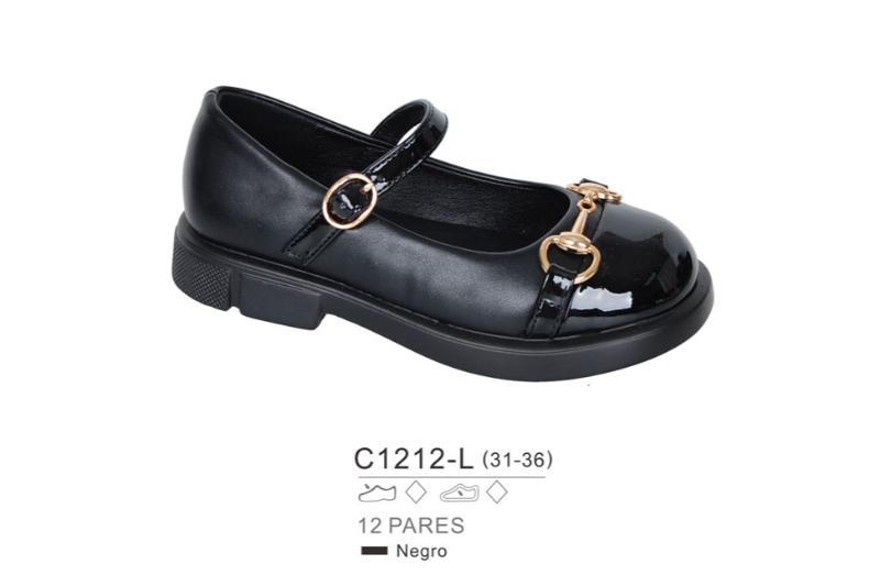 Merceditas negras elegantes para niña bubble – C1212L (31-36)