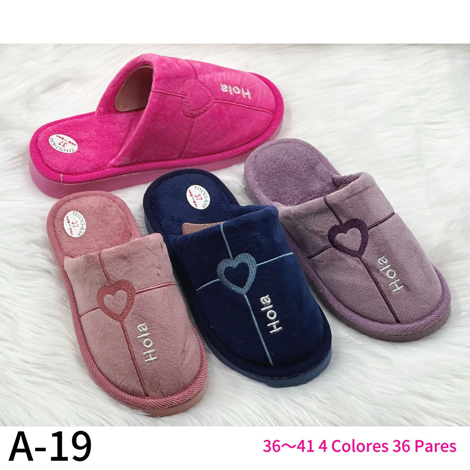 Zapatilla de casa mujer REF. A-19 –/par – Caja surtida de 36 pares