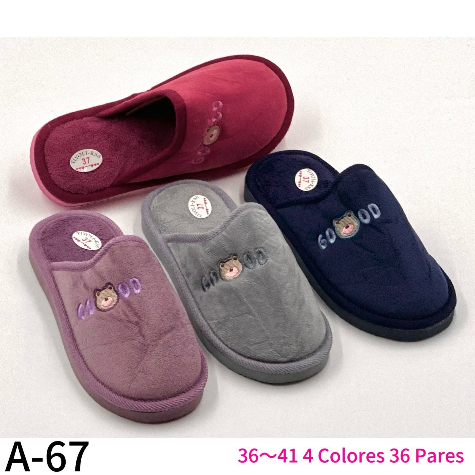 Zapatilla de casa mujer REF. A-67 –/par – Caja surtida de 36 pares