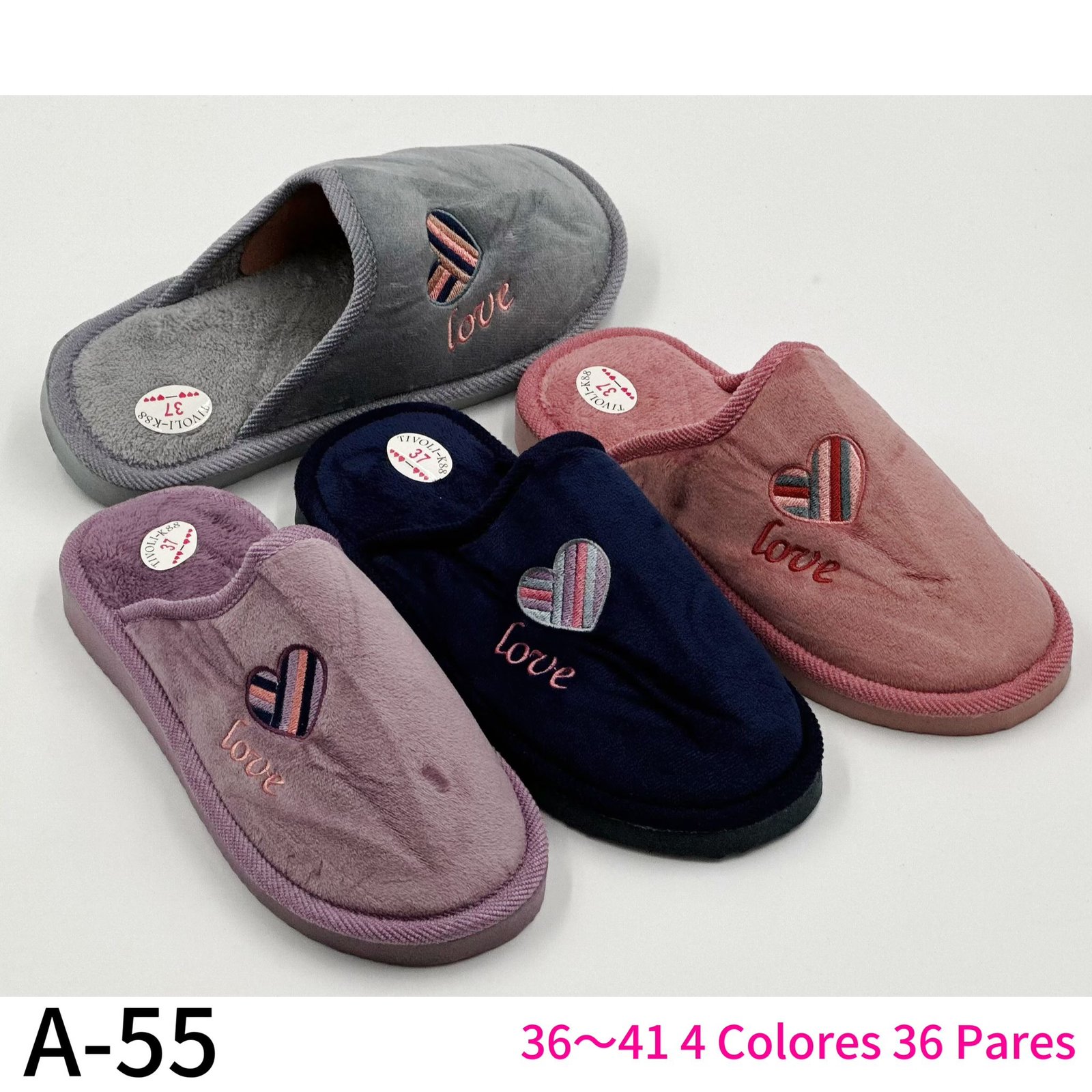 Zapatilla de casa mujer REF. A-55 –/par – Caja surtida de 36 pares