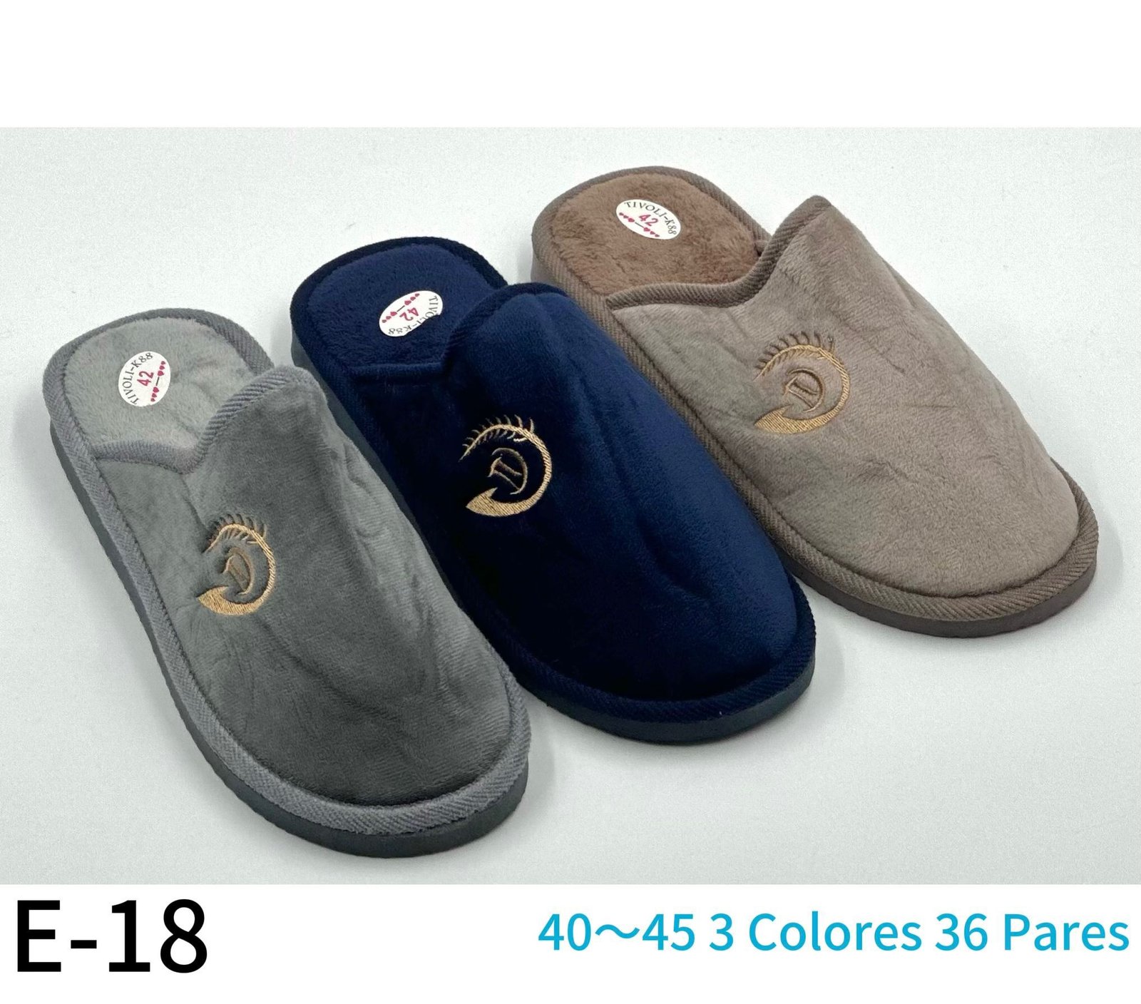 Zapatilla de casa hombre REF. E-18 – 2,95 €/par – Caja surtida de 36 pares