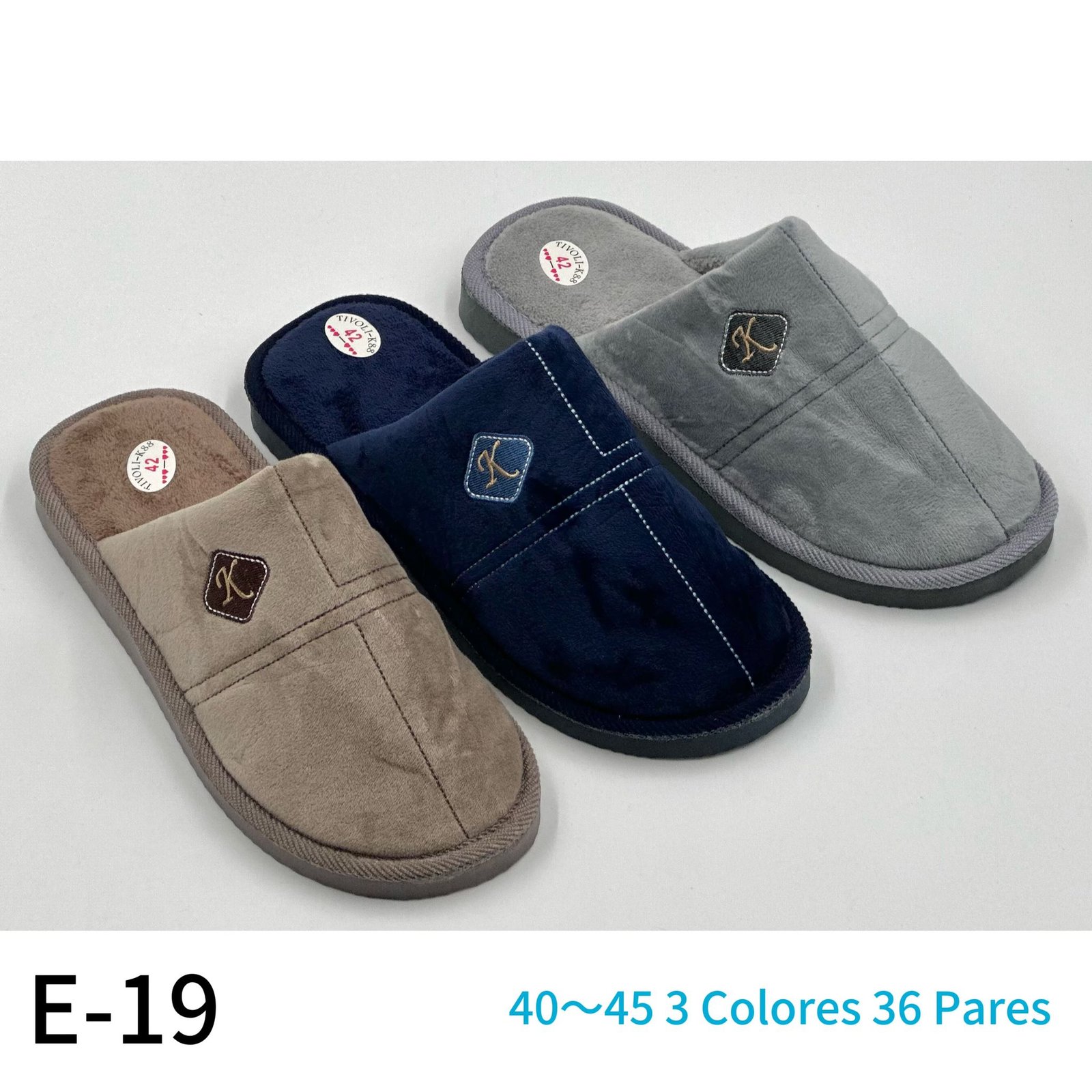 Zapatilla de casa hombre REF. E-19 – 2,95 €/par – Caja surtida de 36 pares